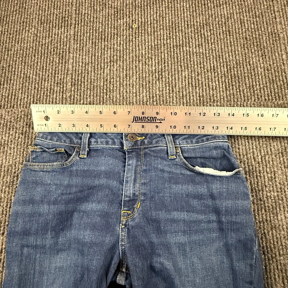 L.L.Bean Classic Fit Womens Size 6P Straight Leg Jeans Blue‎ Stretch Denim